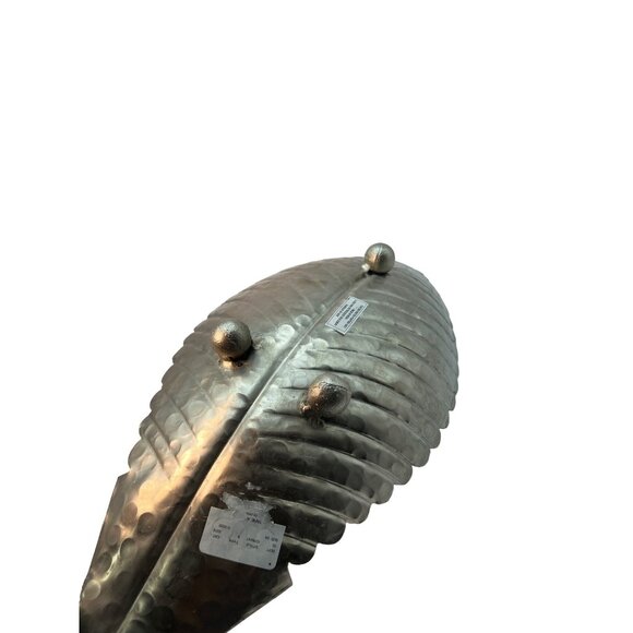 Silver Color Leaf Bowl Decor With Feet, Long - Picture 6 of 6